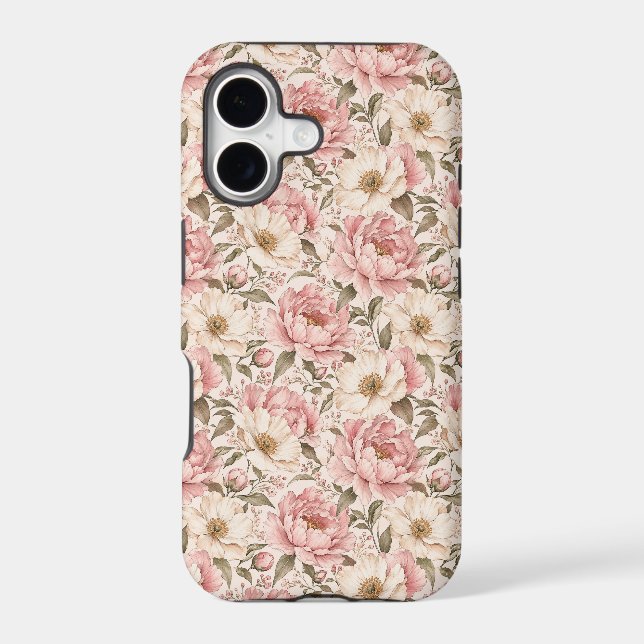 Vintage Blooming Peonies Pattern Iphone Case (Back)