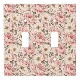 Vintage Blooming Peonies Pattern Light Switch Cover