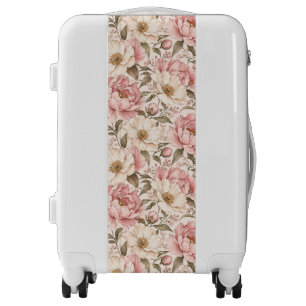 Vintage Blooming Peonies Pattern Luggage