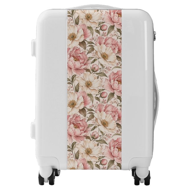Vintage Blooming Peonies Pattern Luggage (Front)