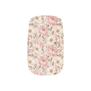 Vintage Blooming Peonies Pattern Minx Nail Art