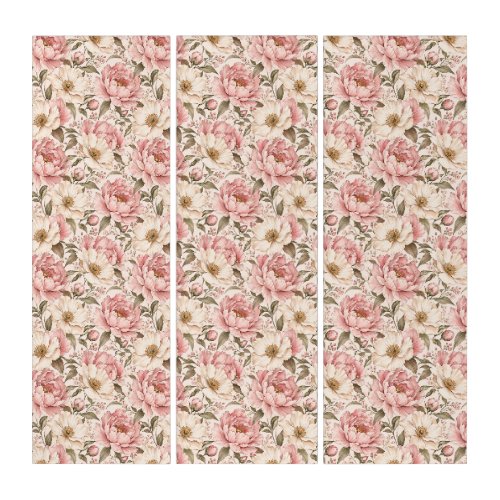 Vintage Blooming Peonies Pattern Triptych