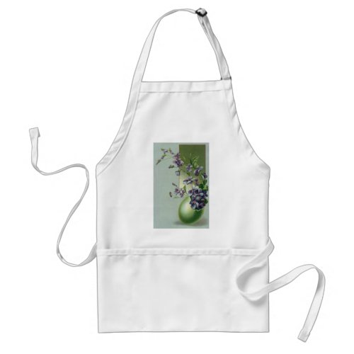 Vintage Blooming Purple Flowers in an Easter Egg Adult Apron
