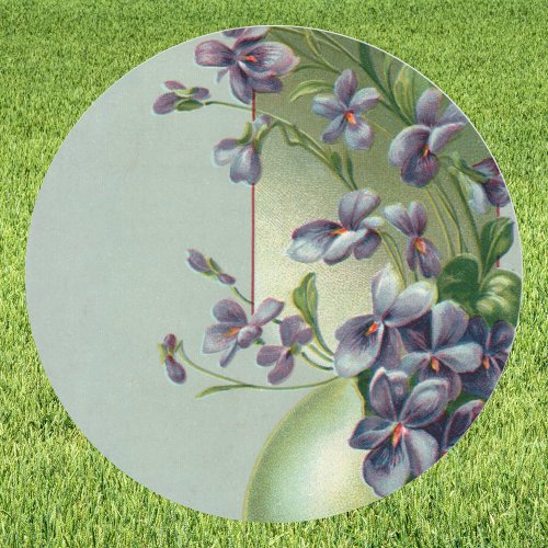 Vintage Blooming Purple Flowers in an Easter Egg Classic Round Sticker
