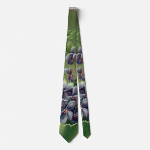 Vintage Blooming Purple Flowers in an Easter Egg Neck Tie