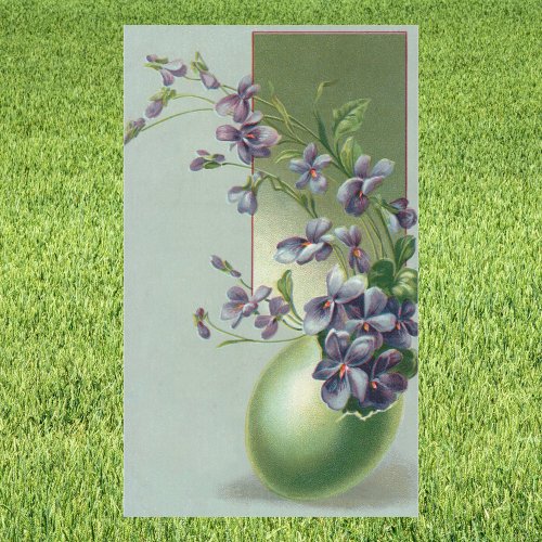 Vintage Blooming Purple Flowers in an Easter Egg Rectangular Sticker