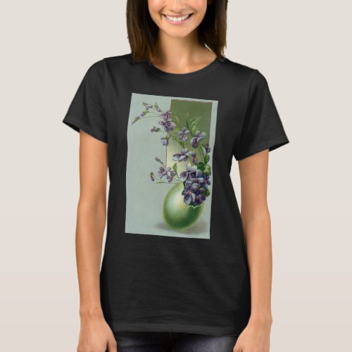 Vintage Blooming Purple Flowers in an Easter Egg T_Shirt