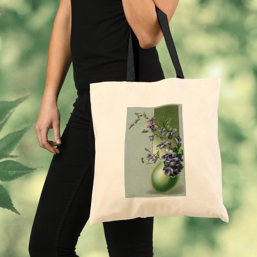 Vintage Blooming Purple Flowers in an Easter Egg Tote Bag