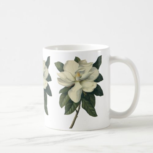 Vintage Blooming White Magnolia Blossom Flowers Coffee Mug