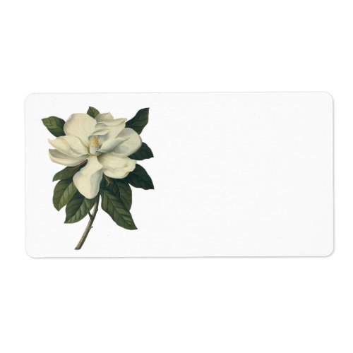 Vintage Blooming White Magnolia Blossom Flowers Label