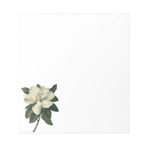 Vintage Blooming White Magnolia Blossom Flowers Notepad