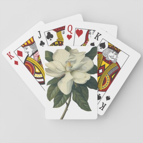 Vintage Blooming White Magnolia Blossom Flowers Playing Cards