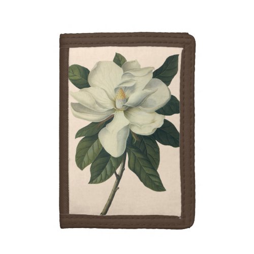 Vintage Blooming White Magnolia Blossom Flowers Tri_fold Wallet