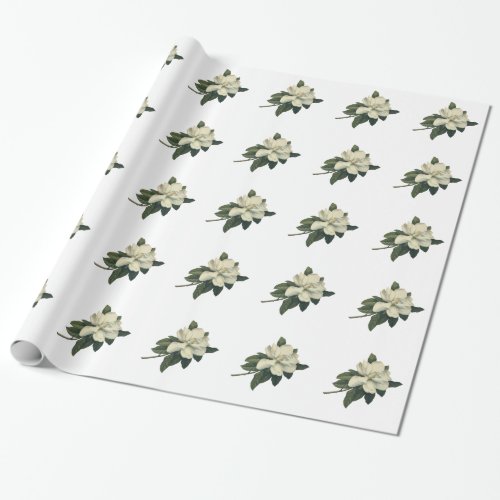 Vintage Blooming White Magnolia Blossom Flowers Wrapping Paper