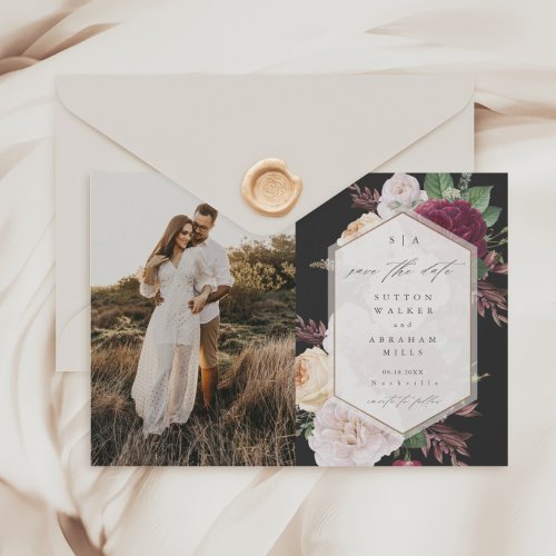 Vintage Blooms Floral Photo  Save The Date