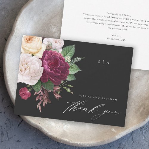 Vintage blooms floral wedding thank you card