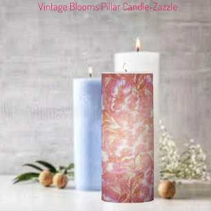 Vintage Blooms Pillar Candle