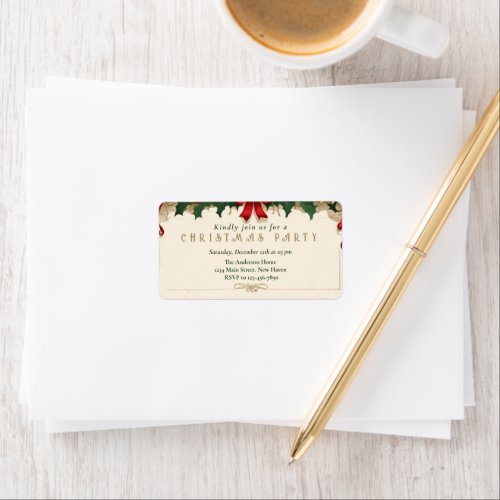 Vintage Blooms Retro Christmas Address Label