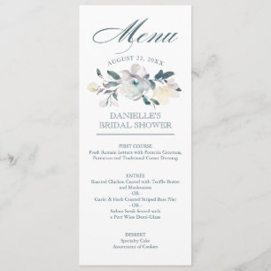 Vintage Blooms   Watercolor Floral   Wedding Menu Invitation
