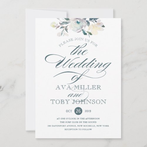 Vintage Blooms Watercolor Wedding Invitation