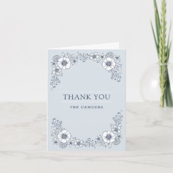 Vintage Blooms Wedding Thank You Card - Blue by AmberBarkley at Zazzle