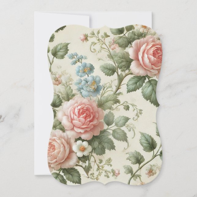 Vintage Blossom: Elegant Floral Flat Card  (Front)