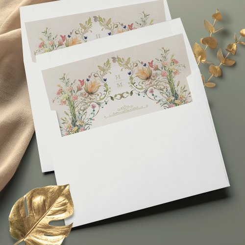 Vintage Blossom Elegant Wedding Correspondence Envelope Liner