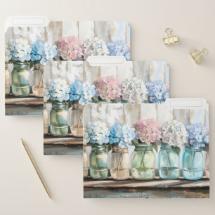 Vintage Blossom Hydrangea Mason Jars File Folder