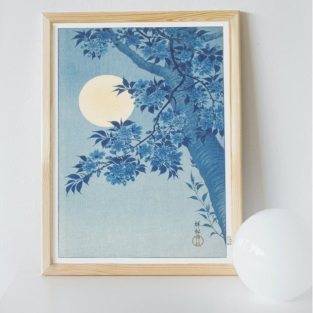 Vintage Blossoming Cherry On A Moonlit Night Poster (Creator Uploaded)