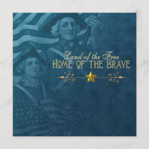 Vintage Blue 4th of July Invitations