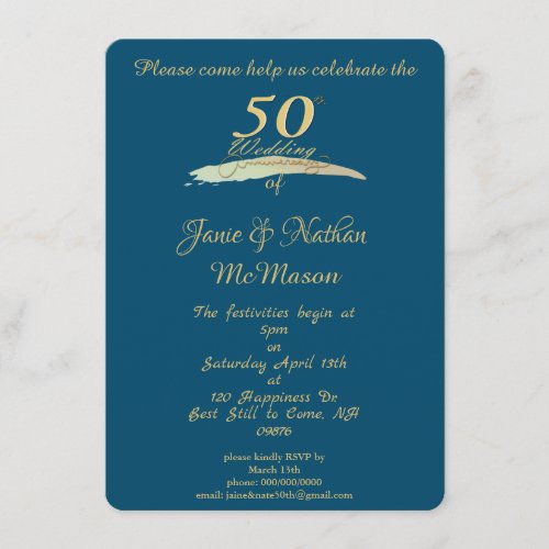 Vintage Blue 50th Wedding Anniversary Invitation