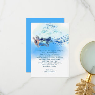 Vintage Blue Airplane Watercolor Baby Boy Shower Thank You Card