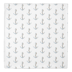 Vintage Blue Anchor With Rope Duvet Cover