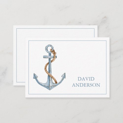 Vintage Blue Anchor With Rope Personalized Note Card