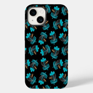 Vintage Blue and Black Seamless Pattern Basket iPhone 14 Case