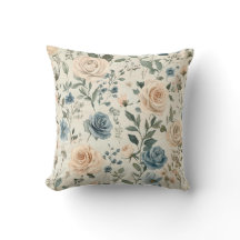 Vintage Blue and Blush Rose Floral