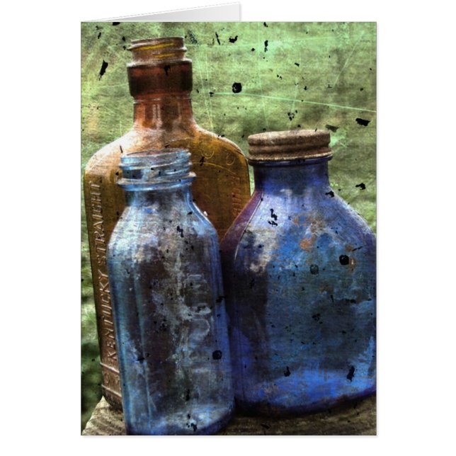 Vintage Blue and Brown Bottles (Front)