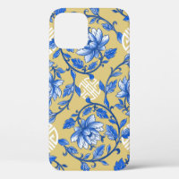Vintage Blue and Gold Floral Chinoiserie