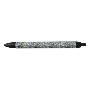 Vintage Blue and Gold Floral Pattern Pen