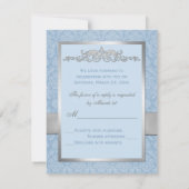 Vintage Blue and Gray Damask Reply Card (Back)
