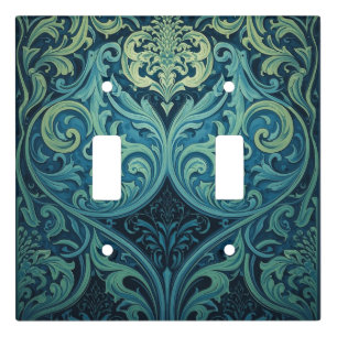 Vintage Blue And Green Art Nouveau Floral  Light Switch Cover