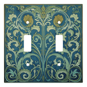 Vintage Blue And Green Art Nouveau Floral Light Switch Cover