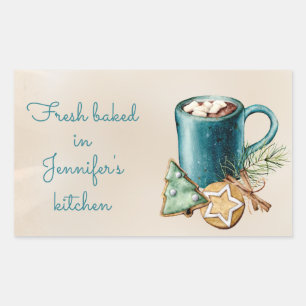 Vintage Blue and Kraft Homemade Bakery Rectangular Sticker