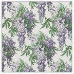 Vintage Blue and Lavender Wisteria Floral Pattern Fabric