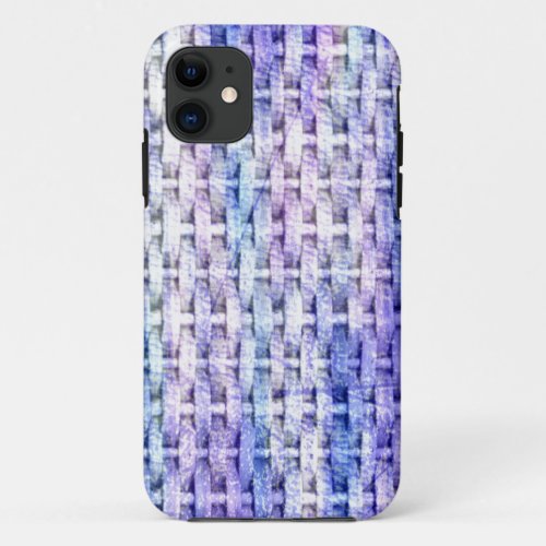 Vintage blue and purple wicker art graphic design iPhone 11 case