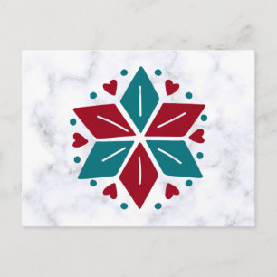Vintage Blue and Red Scandinavian Star Postcard