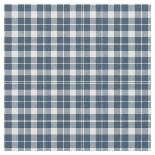 Vintage Blue and White Checkered Plaid Fabric (Close Up)