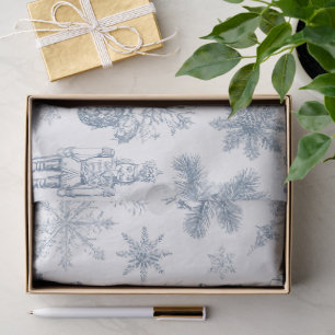 Vintage Blue and White Christmas Decoupage Tissue Paper