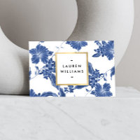 Vintage Blue and White Floral Pattern Business Card