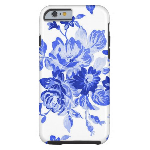 Vintage Blue and White Floral Pattern Tough iPhone 6 Case